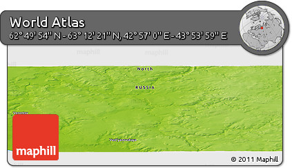 Physical Panoramic Map of the Area around 63° 1' 7" N, 43° 25' 29" E