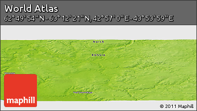 Physical Panoramic Map of the Area around 63° 1' 7" N, 43° 25' 29" E