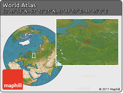 Satellite Location Map of the Area around 63° 1' 7" N, 44° 16' 29" E