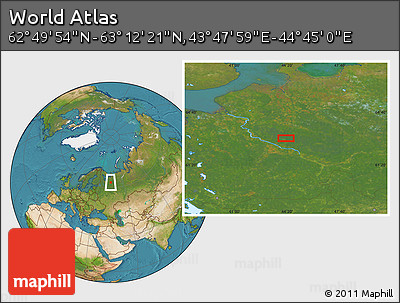 Satellite Location Map of the Area around 63° 1' 7" N, 44° 16' 29" E