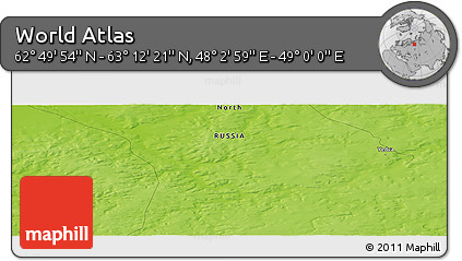 Physical Panoramic Map of the Area around 63° 1' 7" N, 48° 31' 29" E