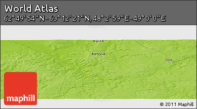 Physical Panoramic Map of the Area around 63° 1' 7" N, 48° 31' 29" E