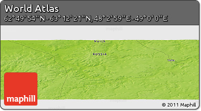 Physical Panoramic Map of the Area around 63° 1' 7" N, 48° 31' 29" E