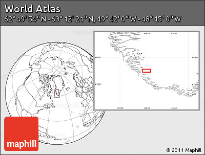 Blank Location Map of the Area around 63° 1' 7" N, 49° 13' 30" W