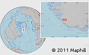 Gray Location Map of the area around 63° 1' 7" N, 49° 13' 30" W, hill shading
