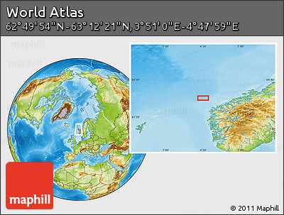Physical Location Map of the Area around 63° 1' 7" N, 4° 19' 30" E