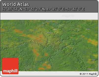 Satellite 3D Map of the Area around 63° 1' 7" N, 50° 13' 30" E