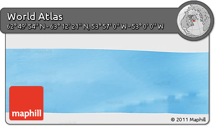 Physical Panoramic Map of the Area around 63° 1' 7" N, 53° 28' 30" W