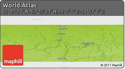 Physical Panoramic Map of the Area around 63° 1' 7" N, 54° 28' 30" E