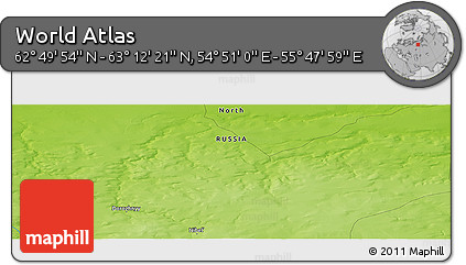 Physical Panoramic Map of the Area around 63° 1' 7" N, 55° 19' 30" E