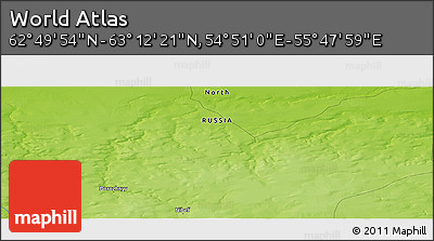 Physical Panoramic Map of the Area around 63° 1' 7" N, 55° 19' 30" E