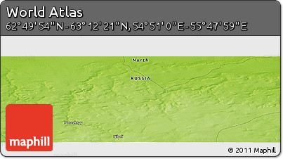 Physical Panoramic Map of the Area around 63° 1' 7" N, 55° 19' 30" E