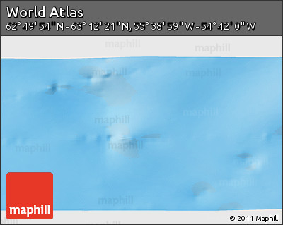 Physical 3D Map of the Area around 63° 1' 7" N, 55° 10' 29" W