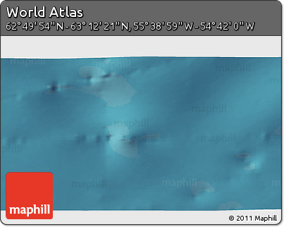 Satellite 3D Map of the Area around 63° 1' 7" N, 55° 10' 29" W