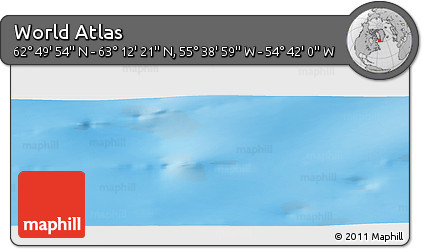 Physical Panoramic Map of the Area around 63° 1' 7" N, 55° 10' 29" W