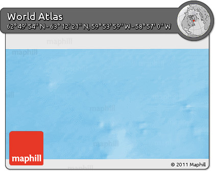 Physical 3D Map of the Area around 63° 1' 7" N, 59° 25' 29" W