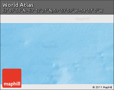 Physical 3D Map of the Area around 63° 1' 7" N, 59° 25' 29" W
