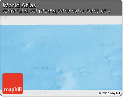 Physical 3D Map of the Area around 63° 1' 7" N, 59° 25' 29" W