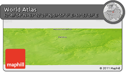 Physical Panoramic Map of the Area around 63° 1' 7" N, 60° 25' 29" E