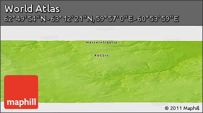 Physical Panoramic Map of the Area around 63° 1' 7" N, 60° 25' 29" E