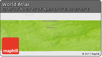 Physical Panoramic Map of the Area around 63° 1' 7" N, 60° 25' 29" E