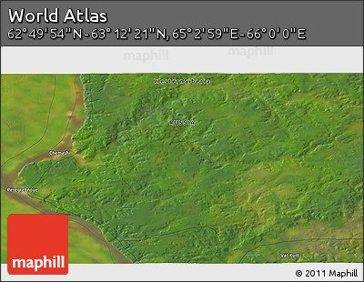 Satellite 3D Map of the Area around 63° 1' 7" N, 65° 31' 30" E