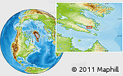 Physical Location Map of the area around 63° 1' 7" N, 66° 13' 29" W