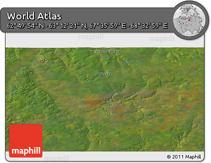 Satellite 3D Map of the Area around 63° 1' 7" N, 68° 4' 29" E