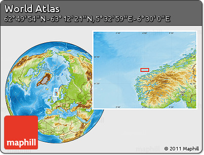 Physical Location Map of the Area around 63° 1' 7" N, 6° 1' 30" E
