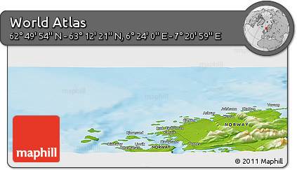 Physical Panoramic Map of the Area around 63° 1' 7" N, 6° 52' 30" E