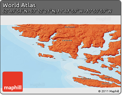 Political 3D Map of the Area around 63° 1' 7" N, 71° 19' 29" W