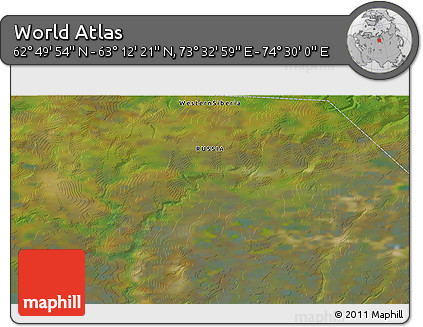 Satellite 3D Map of the Area around 63° 1' 7" N, 74° 1' 30" E