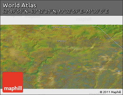 Satellite 3D Map of the Area around 63° 1' 7" N, 74° 1' 30" E