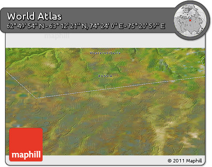 Satellite 3D Map of the Area around 63° 1' 7" N, 74° 52' 30" E