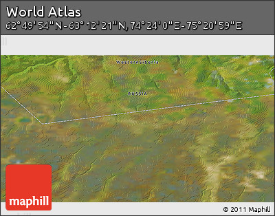Satellite 3D Map of the Area around 63° 1' 7" N, 74° 52' 30" E