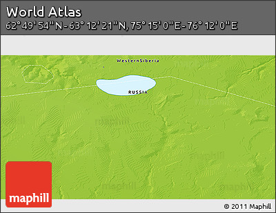Physical 3D Map of the Area around 63° 1' 7" N, 75° 43' 29" E