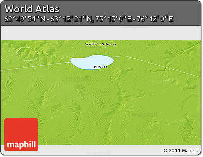 Physical 3D Map of the Area around 63° 1' 7" N, 75° 43' 29" E