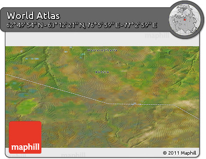 Satellite 3D Map of the Area around 63° 1' 7" N, 76° 34' 29" E