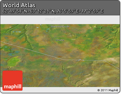Satellite 3D Map of the Area around 63° 1' 7" N, 76° 34' 29" E