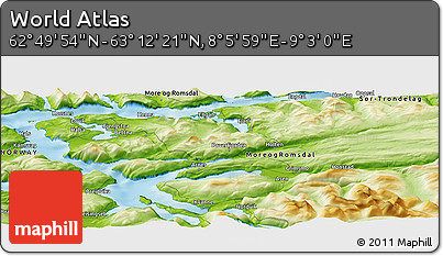 Physical Panoramic Map of the Area around 63° 1' 7" N, 8° 34' 29" E