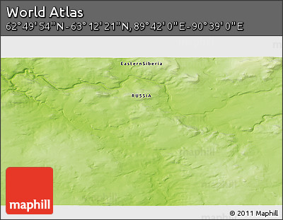Physical 3D Map of the Area around 63° 1' 7" N, 90° 10' 30" E