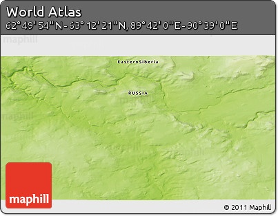 Physical 3D Map of the Area around 63° 1' 7" N, 90° 10' 30" E