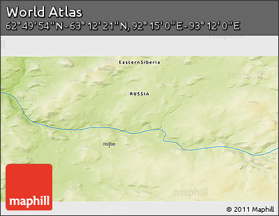 Physical 3D Map of the Area around 63° 1' 7" N, 92° 43' 29" E
