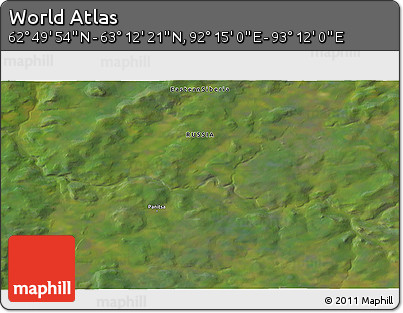 Satellite 3D Map of the Area around 63° 1' 7" N, 92° 43' 29" E