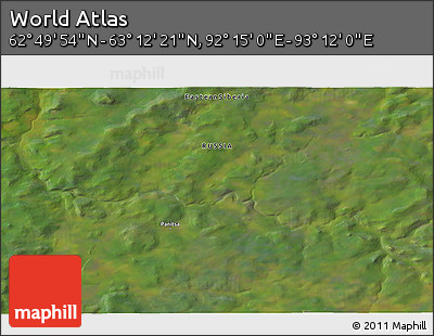 Satellite 3D Map of the Area around 63° 1' 7" N, 92° 43' 29" E