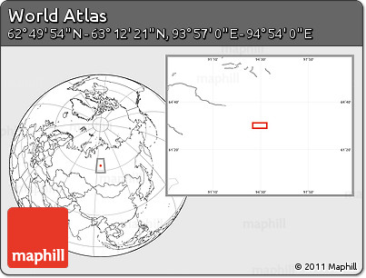 Blank Location Map of the Area around 63° 1' 7" N, 94° 25' 30" E