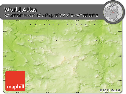 Physical Map of the Area around 63° 1' 7" N, 96° 7' 30" E