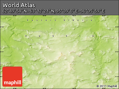 Physical Map of the Area around 63° 1' 7" N, 96° 7' 30" E