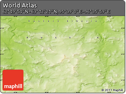 Physical Map of the Area around 63° 1' 7" N, 96° 7' 30" E