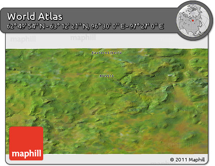 Satellite 3D Map of the Area around 63° 1' 7" N, 96° 58' 29" E